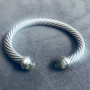 David Yurman Cable Bracelet w Prasiolite 14k Gold